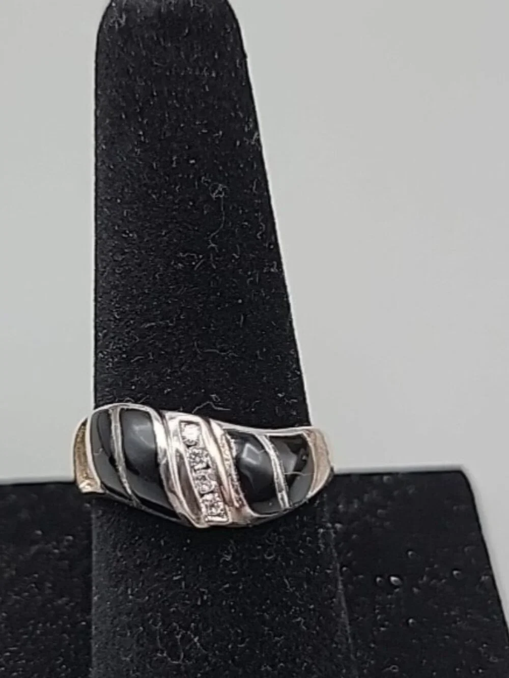 VTG Jimmy Herald Navajo Sterling Silver Black Onyx Inlay Ring 925 - AS IS SZ9